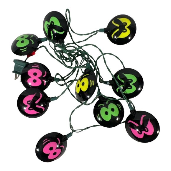 Vintage Eerie Eyes Blow Mold Hard Plastic String Of 10 Lights Spooky Halloween - Picture 2 of 2